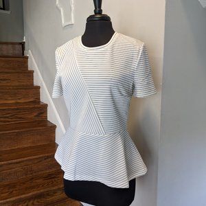 BCBGMAXAZRIA Peplum Striped Shirt